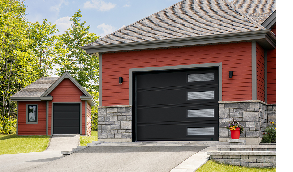 Moderno 2 beads, 6' x 7' and 10' x 8', Black, window layout: Right-side Harmony, Masterline glass
