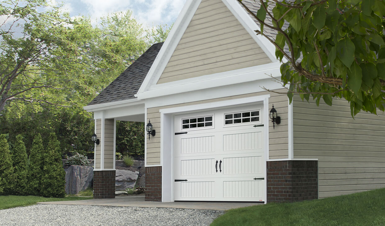 Shaker-NH LP, 9' x 7', Ice White, windows with Stockton Inserts