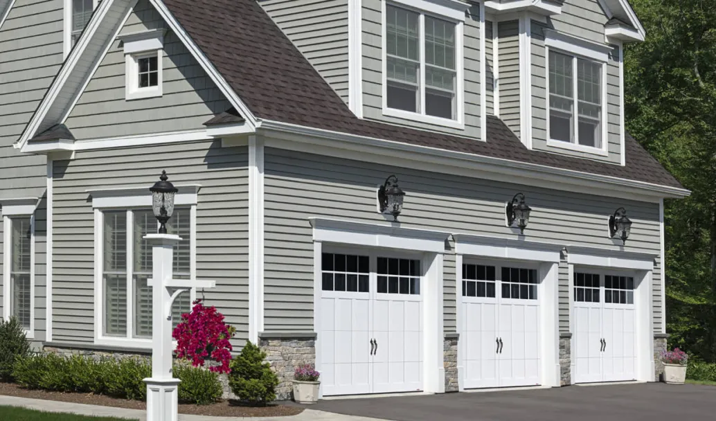Princeton P-13, 9' x 7', Ice White doors and overlays, 8 lite Panoramic windows