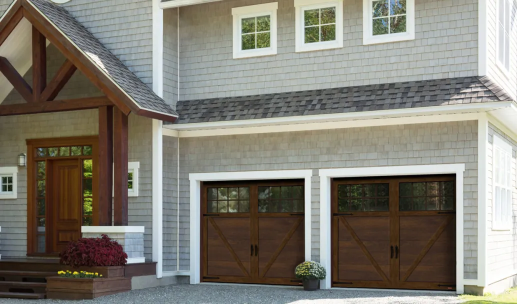 Princeton P-23, 8' x 7', Chocolate Walnut doors and overlays, 8 lite Panoramic windows