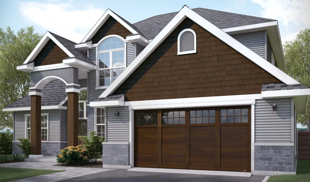 Princeton P-11, 9' x 7', Chocolate Walnut doors and overlays, 8 lite Panoramic windows