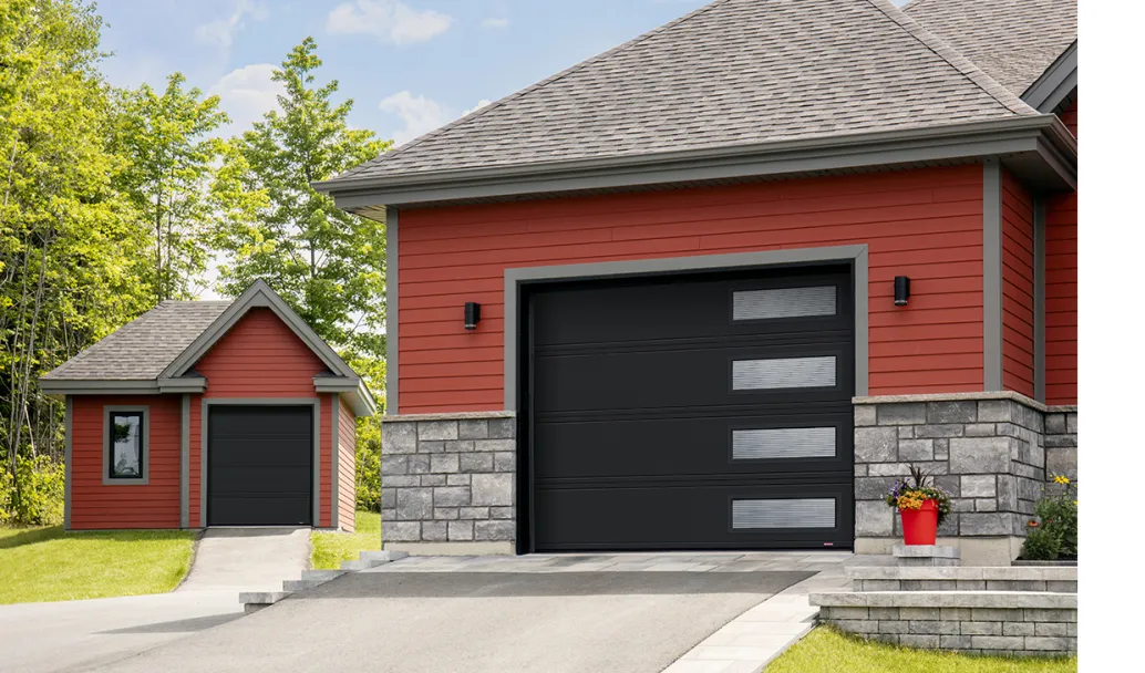 Moderno 2 beads, 6' x 7' and 10' x 8', Black, window layout: Right-side Harmony, Masterline glass