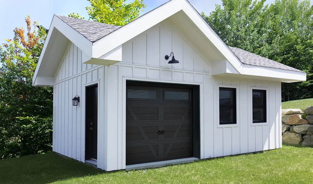 Village Collection V Layout, 2-Slat base, 8' x 7', Black Ice,  Clear windows