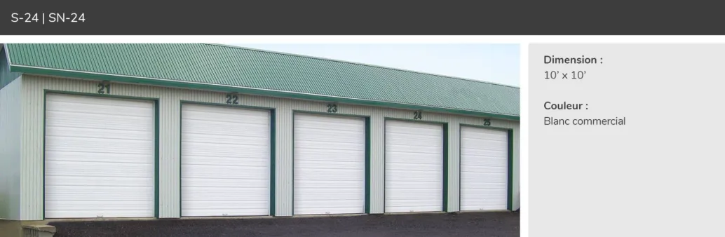 S-24, 10' x 10', Blanc commercial