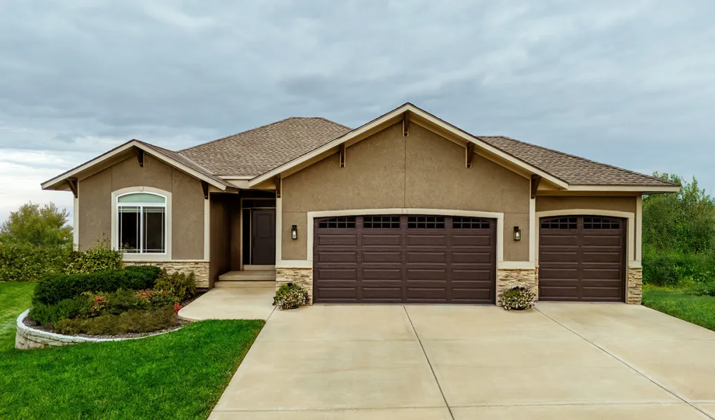 Classic Long, 16' x 8' and 8' x 8', Brown, windows with Stockton and Double Stockton Arch Inserts