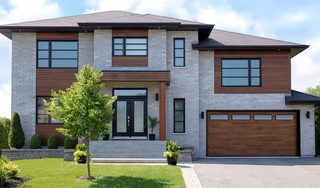 16' x 8', Plank design, Dark Acacia HD, White Sandblasted glass