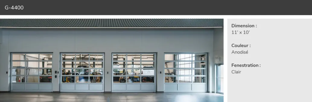 G-4400, 11' x 10', Anodisé clair laminé à un contre-plaqué