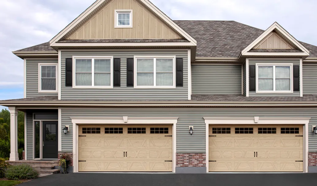Village Collection X Layout, Flat base, 16' x 8', Natural Oak HD Wood Tone, windows with Stockton Inserts