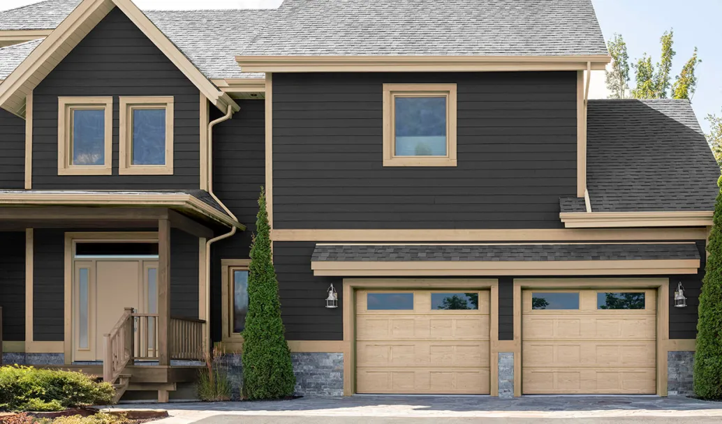 Village Collection I-1, Flat base, 9' x 7', Natural Oak HD Wood Tone doors, Clear windows