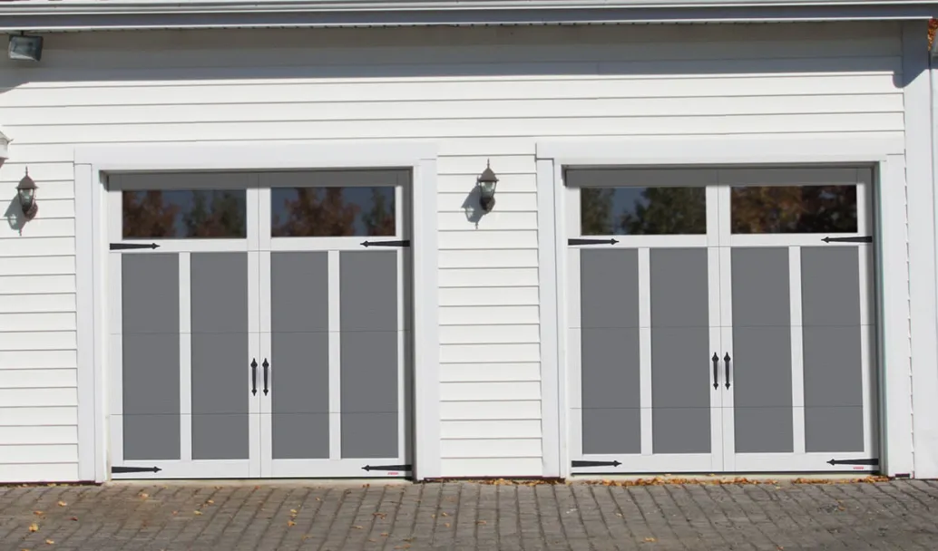 Eastman E-12, 8' x 8', Charcoal doors and Ice White overlays, Panoramic Clear windows