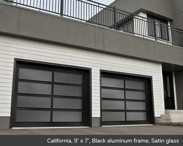 California Design From Garaga Garage Doors California 9 X 7 Black Aluminum Frame Satin Gl