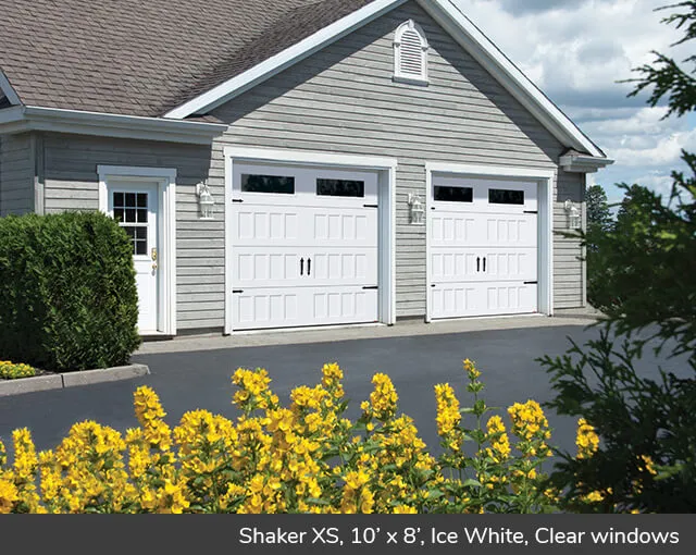 Shaker Xs Design From Garaga Garage Doors Shaker Xs 10 X 8 Ice White Clear Windows