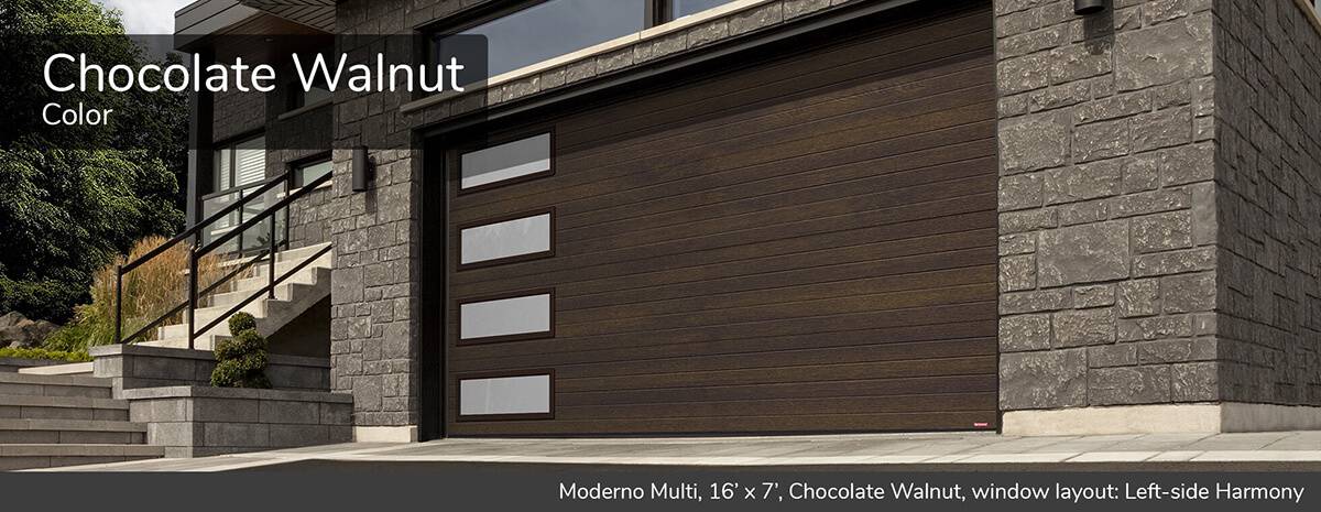 Moderno Multi, 16' x 7', Chocolate Walnut, window layout: Left-side Harmony