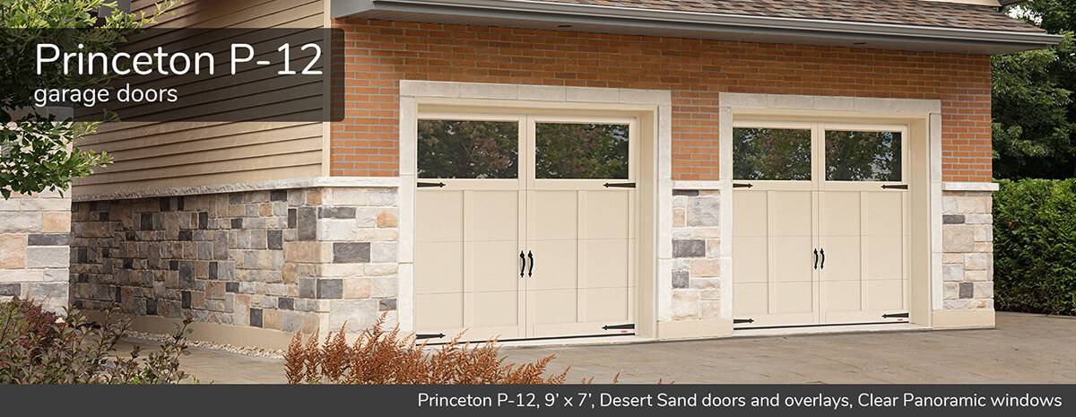 Princeton P-12, 9' x 7', Desert Sand doors and overlays, Clear Panoramic windows