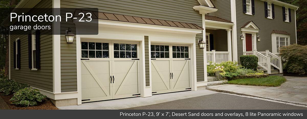 Princeton P-23, 9' x 7', Desert Sand doors and overlays, 8 lite Panoramic windows