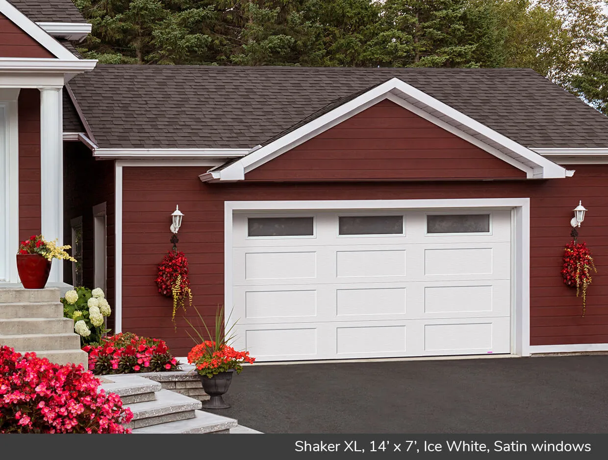 Shaker Xl Design From Garaga Garage Doors Shaker Xl 14 X 7 Ice White Satin Windows