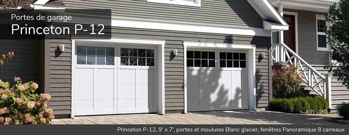 Princeton P-12, 9' x 8', Ice White doors and overlays, 8 lite Panoramic windows