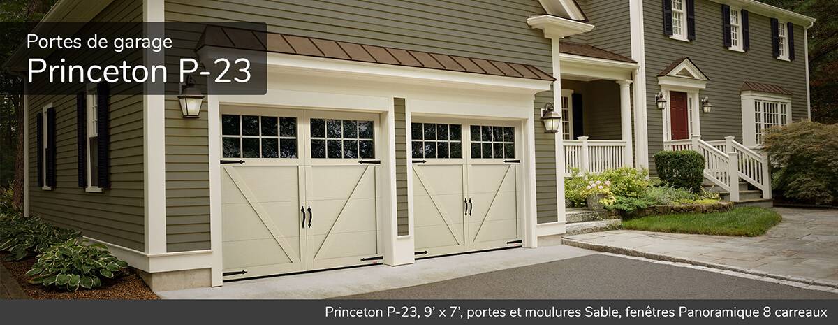 Princeton P-23, 9' x 7', portes et moulures Sable, fenêtres Panoramique 8 carreaux