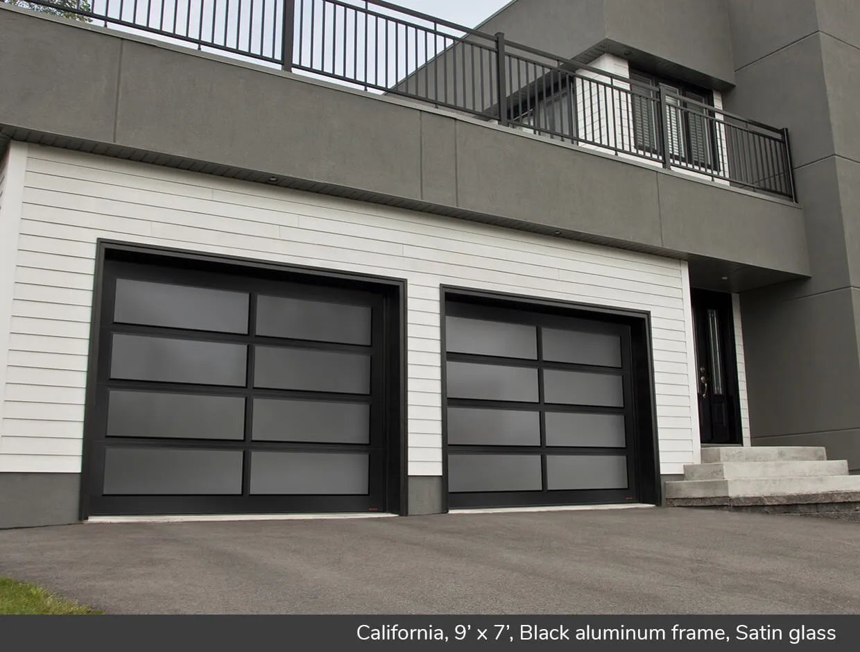 California Design From Garaga Garage Doors California 9 X 7 Black Aluminum Frame Satin Gl