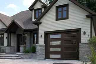 Acadia 138 Classic XL, 9' x 7', Moka Brown, window layout: Left-side Harmony with White Sandblasted glass