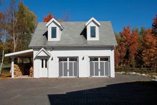 Eastman E-12, 8' x 8', Charcoal door with Ice White overleys, Clear panoramic windows
