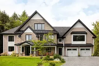 Eastman E-12, 9' x 7', Ice White doors and overlays, 4 vertical lite Panoramic windows