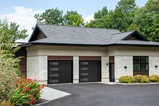  Standard+ Moderno 2 beads, 9' x 8', Black, window layout: Left-side Harmony with Zen glass / Coordinated with entry door from Novatech with Zen Walnut glass