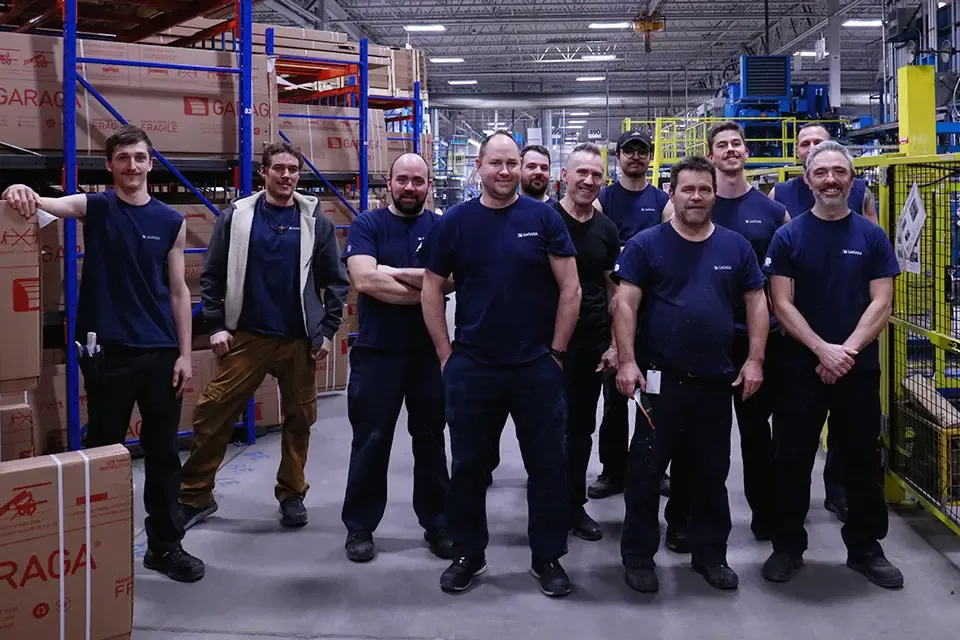 Garaga team building garage doors at the Ponca City manufacturing facility