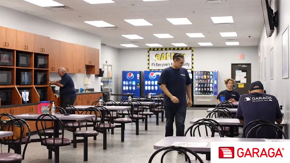 Employees taking a well deserve break in Garaga cafeteria