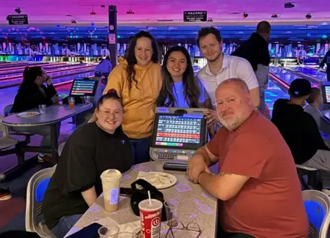 Garaga employees from Barrie’s facility in Ontario having fun at a bowling game. 