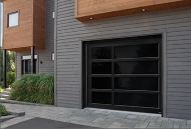 Glass door, 9' x 8', Black aluminum frame, Dark Tinted glass