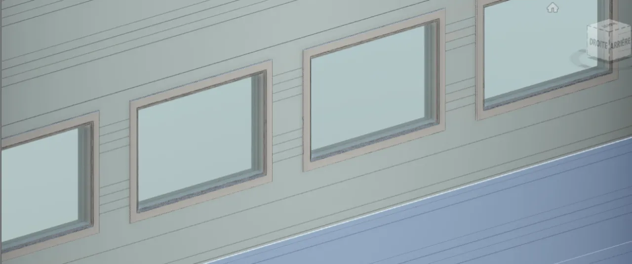 Example of windows in the Revit technical drawings of Garaga garage doors