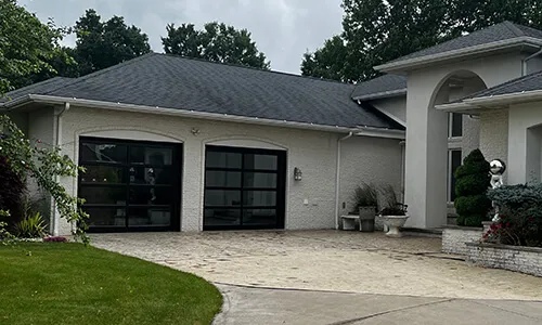 California garage doors, 9' x 8', Black aluminum frame, Dark Tinted glass