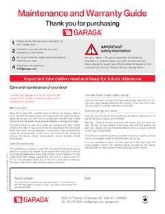 Maintenance and Warranty Guide - Standard+