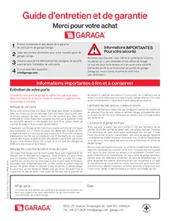 Guide d’entretien et garantie