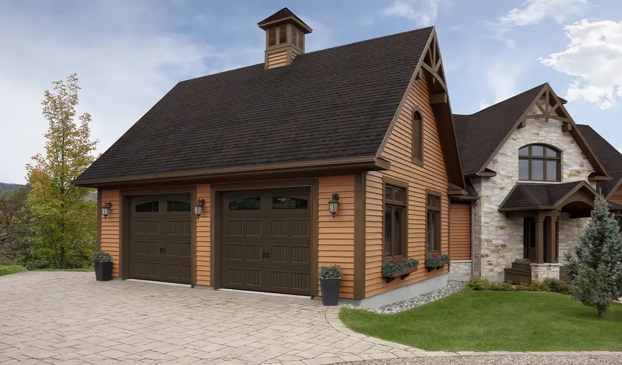 Village Collection I‑1 Layout, Plank base, 9' x 8', Brown, windows with Richmond Arch Inserts Village Collection I‑1 Layout, Plank base, 9' x 8', Brown, windows with Richmond Arch Inserts