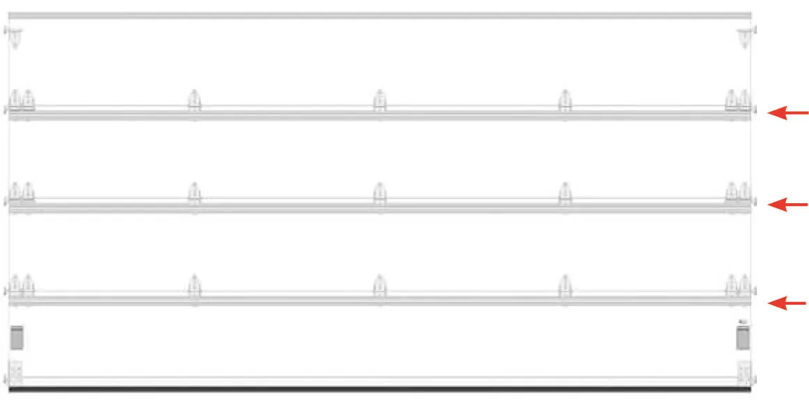 Reinforcement struts screwed on the top of sections #1, #2 and #3 starting from the bottom section
