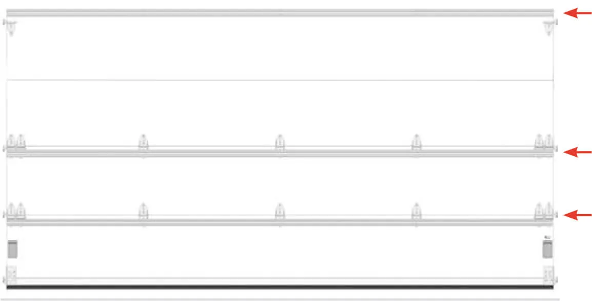 Reinforcement struts screwed on the top of sections #1, #2 and #4 starting from the bottom section